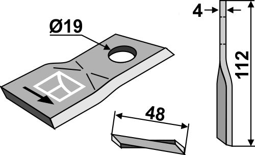 Rotary mower blade 112x48mm