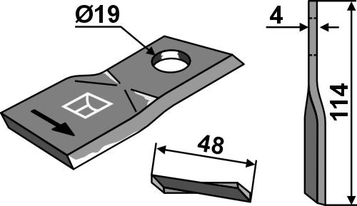 Rotary mower blade 114x48mm