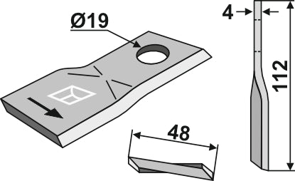 Rotary mower blade 112x48mm
