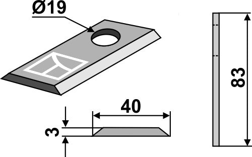 Rotary mower blade 83x40mm
