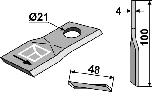 Rotary mower blade 100x48mm