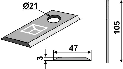 Rotary mower blade 105x47mm