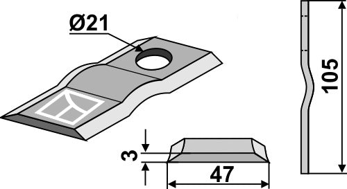 Rotary mower blade 105x47mm