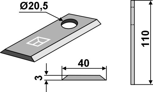 Rotary mower blade 110x40mm