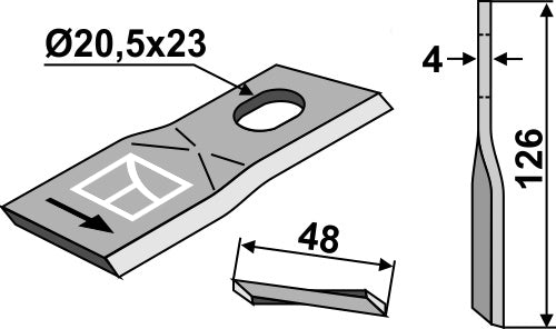 Rotary mower blade 126x48mm