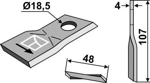 Rotary mower blade 107x48mm