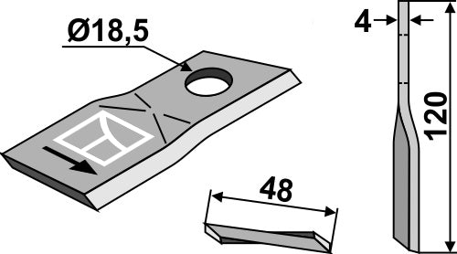 Rotary mower blade 120x48mm