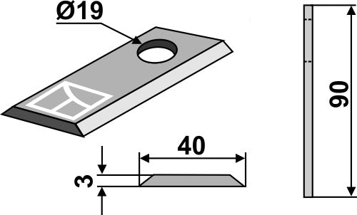 Rotary mower blade 90x40mm