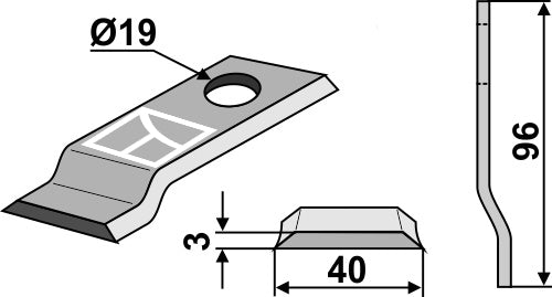 Rotary mower blade 96x40mm
