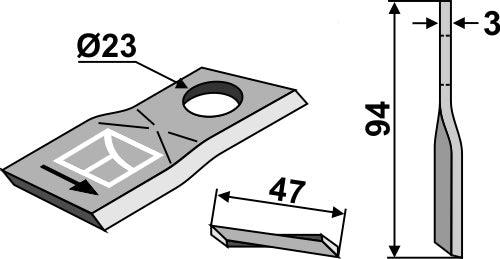 Rotary mower blade 94x47mm
