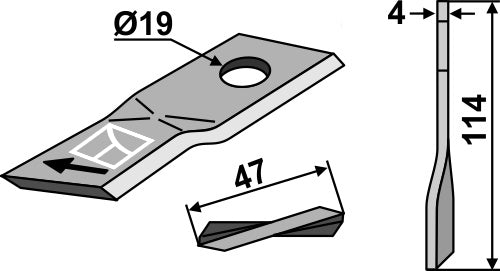 Rotary mower blade 114x47mm