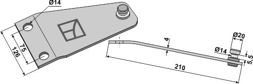 Fixing for rotary mower blades 210x126mm