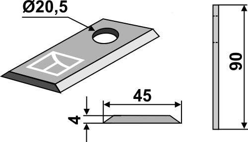 Rotary mower blade 90x45mm