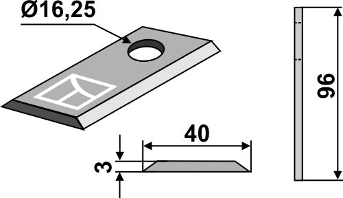 Rotary mower blade 96x40mm