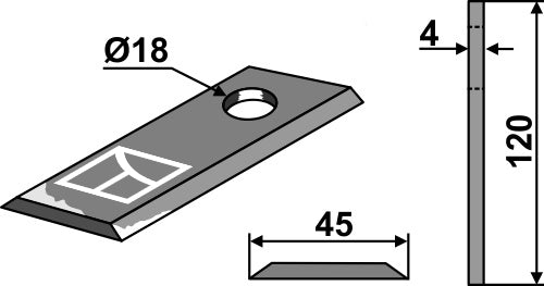 Rotary mower blade 120x45mm