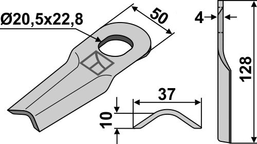 Rotary mower blade 128x37mm