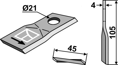 Rotary mower blade 105x45mm