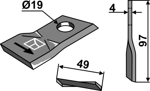 Rotary mower blade 97x49mm