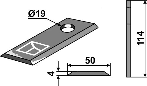 Rotary mower blade 114x50mm