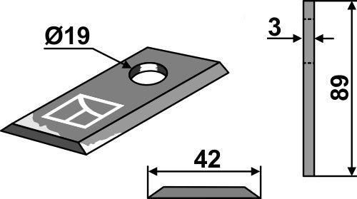 Rotary mower blade 89x42mm