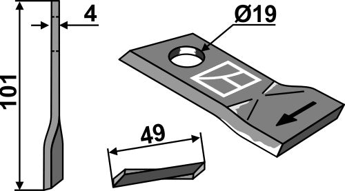 Rotary mower blade 101x49mm