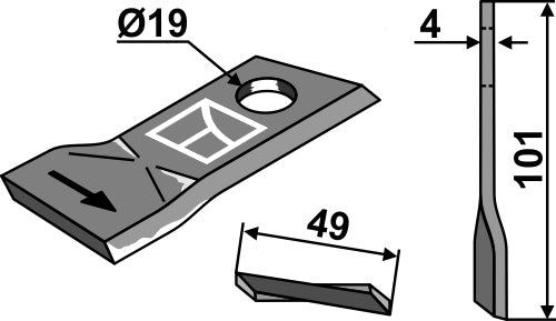 Rotary mower blade 101x49mm