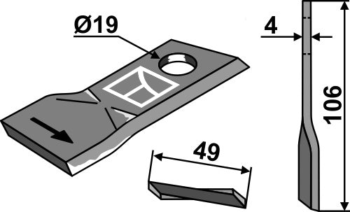 Rotary mower blade 106x49mm