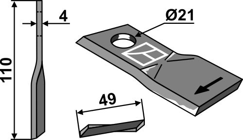 Rotary mower blade 110x49mm
