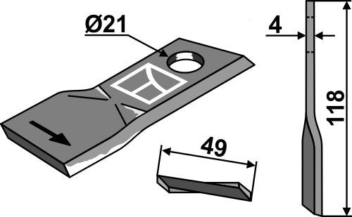 Rotary mower blade 118x49mm