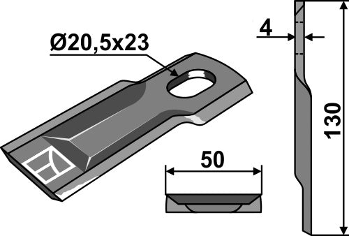 Rotary mower blade 130x50mm