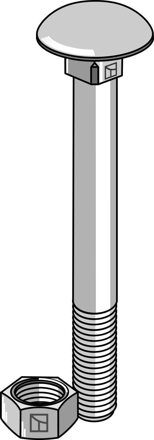 Bolt M8x1,25x100 galvanized with nut