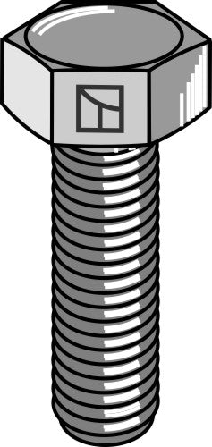Hexagon bolt M8x1,25x16 without nut - galvanized