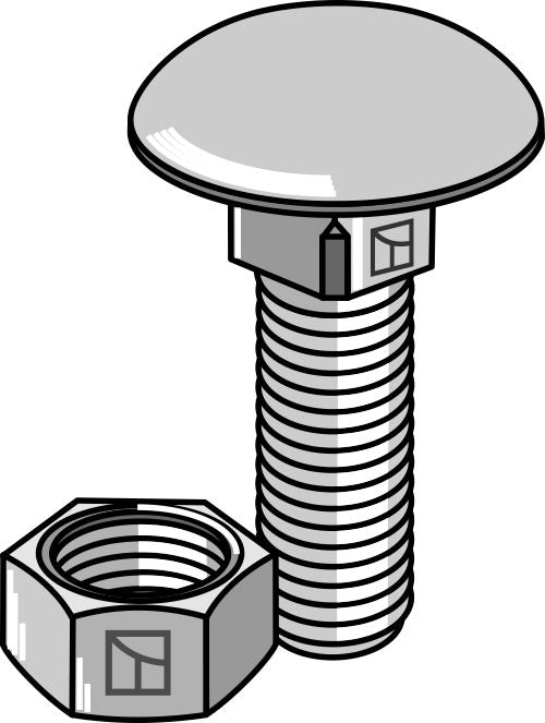 Bolt M8x1,25x20 galvanized with nut