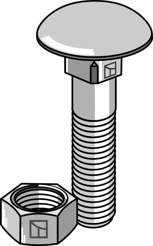 Bolt M8x1,25x40 galvanized with nut