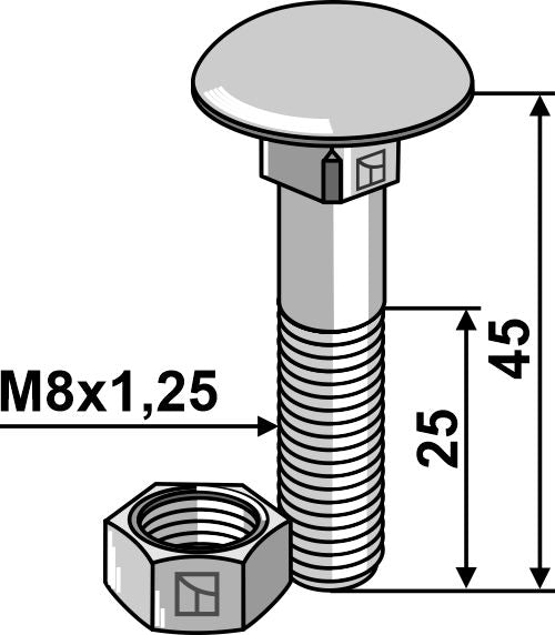 Bolt M8x1,25x45 galvanized with nut