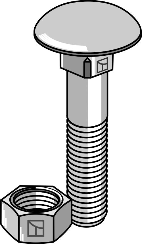 Bolt M8x1,25x45 galvanized with nut