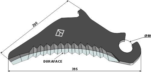 Round baler knife 395mm - DURAFACE