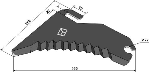 Round baler knife 360mm - hard metal faced