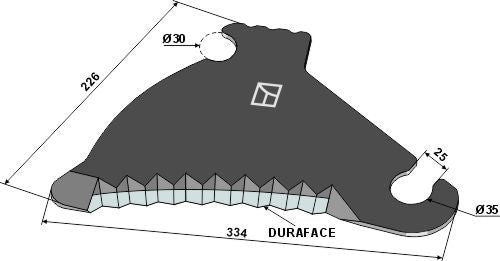 Round baler knife 334mm - DURAFACE