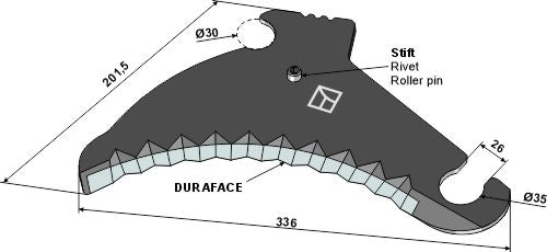 Round baler knife 336mm - DURAFACE