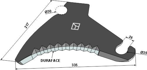 Round baler knife 335mm - DURAFACE