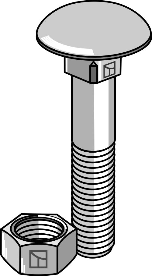 Bolt M8x1,25x50 galvanized with nut