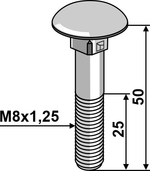 Bolt M8x1,25x50 galvanized without nut