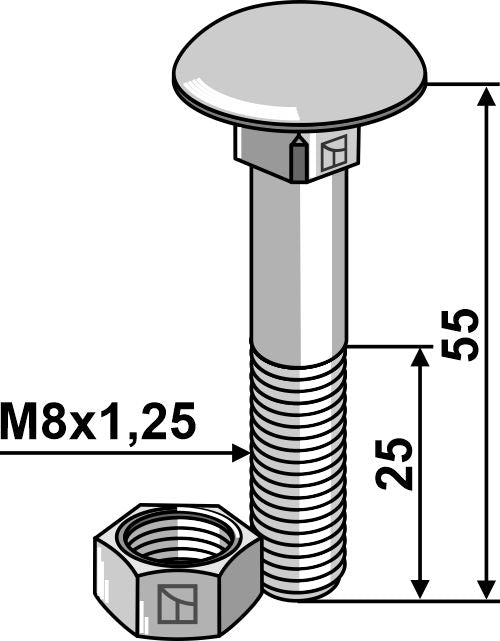 Bolt M8x1,25x55 galvanized with nut