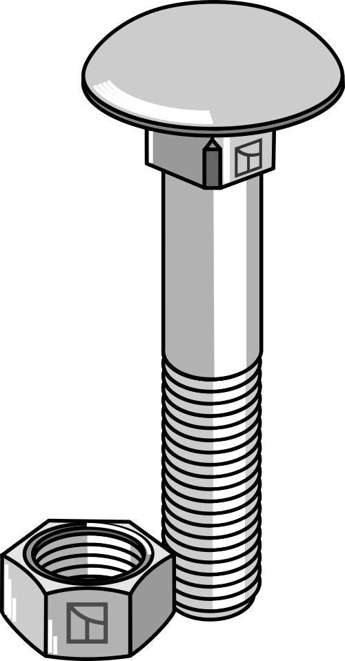 Bolt M8x1,25x55 galvanized with nut