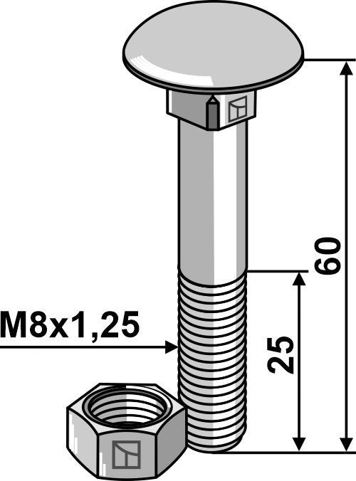 Bolt M8x1,25x60 galvanized with nut