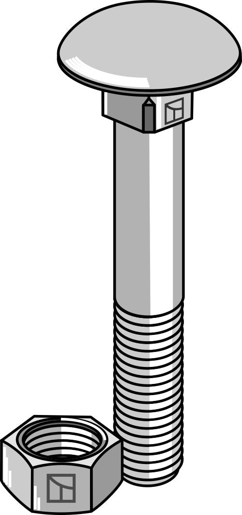 Bolt M8x1,25x65 galvanized with nut