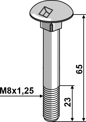 Bolt M8x1,25x65 galvanized with nut