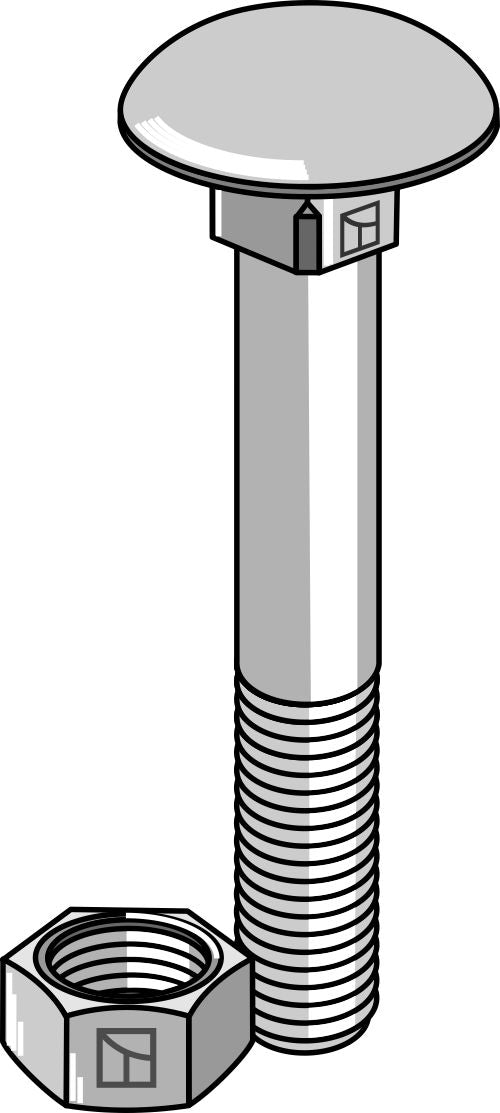 Bolt M8x1,25x70 galvanized with nut