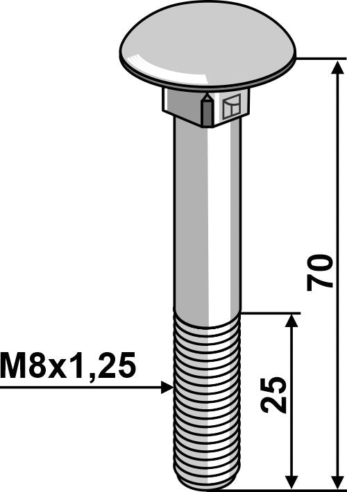 Bolt M8x1,25x70 galvanized without nut